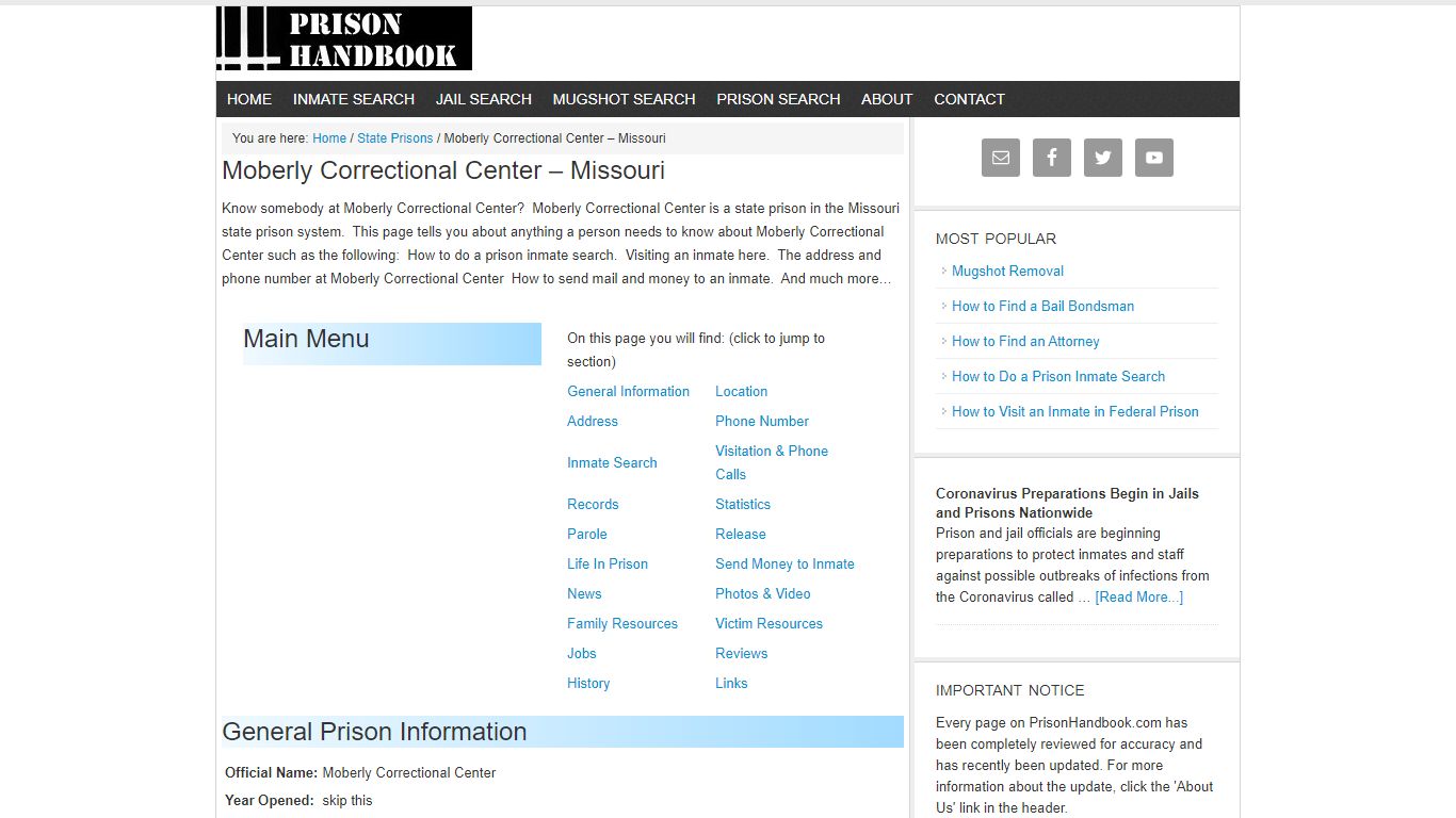 Moberly Correctional Center – Missouri - Prison Handbook